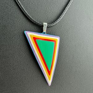 Vintage Upcycled Geometric Multicolored Pendant Retro Mod 70s Statement